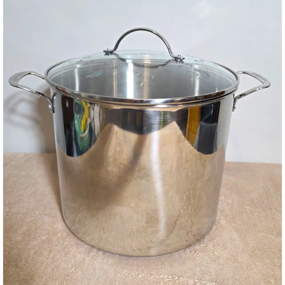 Princess House 20 qt Stainless Steel Stockpot w/ Glass Lid, Induction Ready